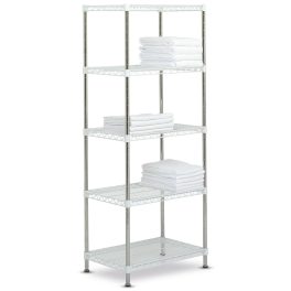   High Rack 5 szintes polcrendszer fényes króm állvány, fehér porszórt polcok h: 1000 x sz: 600 x m: 1700 mm