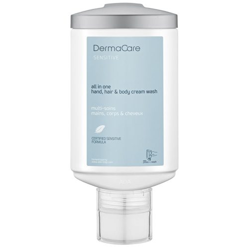 DermaCare 3 az 1-ben folyékony szappan, test- és hajsampon allergiások számára is, Press+Wash adagoló rendszer, 330 ml, 30 db/cs.