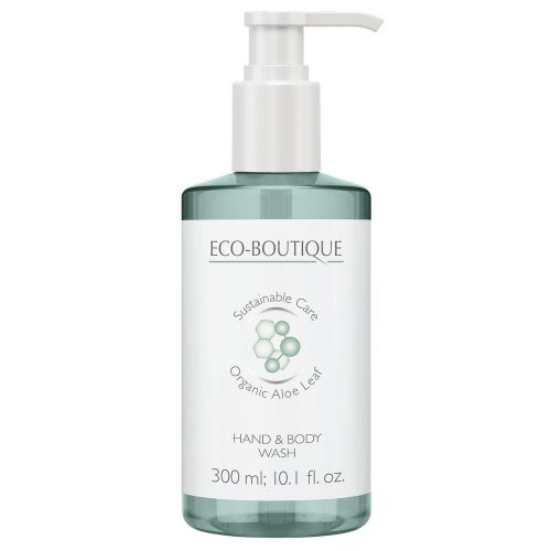 Eco Boutique Aloe Leaf & Green Tea folyékony szappan és tusfürdő pumpás adagolóval, 300 ml, 12 db/cs.