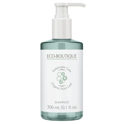 Eco Boutique Aloe Leaf & Green Tea sampon pumpás adagolóval, 300 ml, 12 db/cs.