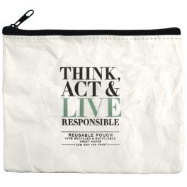   Think, Act & Live Responsible kozmetikai táska papírból, mely mosható, 100 db/cs.