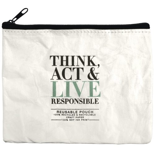 Think, Act & Live Responsible kozmetikai táska papírból, mely mosható, 100 db/cs.